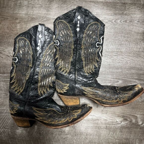 CORRAL WOMEN'S SEQUIN WING & CROSS INLAY WESTERN BOOTS Size 9.5 - Picture 3 of 10